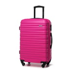 WITTCHEN Valise de Voyage Bagage à Main Valise Cabine Valise Rigide en ABS avec 4 roulettes pivotantes Serrure à Combinaison Poignée télescopique Groove Line Taille M Rose