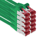 1aTTack.de - 10x 0,5 m câble de raccordement CAT6 S/FTP PIMF blindage CAT.6 câble réseau RJ45 câble Ethernet DSL LAN routeur commutateur modem panneau de brassage - vert - 10 pièces