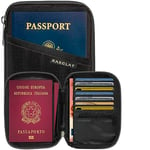 RAXCLAY Porte-Passeport RFID Portefeuille de Voyage, Compact 9 Cartes, Protège-Passeport, Étui Documents, Cartes Bancaire et ID, pour Homme et Femme, Protection Anti-piratage (Noir 9 Cartes de Crédit)