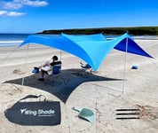 Wing Shade Beach Canopy10x14FT - Unique Design with 8 Sandbags, Sleek Carry Bag, Sand Shovel- Premium Beach Tent Sun Shelter for UV Protection - Multi Setup Pop Up Tent for Camping, Picnics & More