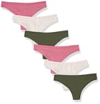 Amazon Essentials String (Grandes Tailles Disponibles) Femme, Lot de 6, Rose Tendre/Rosé/Vert Uniforme Foncé, 38