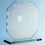 Engraved Eighth Wedding Anniversary Cut Glass Plaque Gift 8th (Bronze) Present