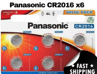 6 x Panasonic CR2016 3V Lithium Coin Cell Battery 2016 Longest Expiry Date UK