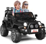 GOPLUS Voiture Electrique Enfants 2 Places, 4x4 Electrique Enfant 12V avec Télécommande 2,4G et MP3,4-6KM pour Enfant 3-8 Ans,Charge 50KG (Noir)