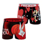 FREEGUN Boxer Homme Looney Tunes Saint Valentin (XL, Lot de 2 Heart LOO14)