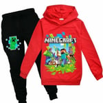 Barn Pojkar Minecraft Hoodie Träningsoverall Set Långärmade Huvtröjor H red red 7-8 years (140cm)