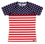 HOOPOE T-Shirt de Course Femme États-Unis, Manches Courtes, DryClim, Gym, Running, Sport, Original, Amusant, #StarsAndStripes Taille L