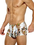 Casey Kevin Men's Sexy Ice Silk Underwear Low Rise Print Breathable Boxer Briefs Microfibre Trunk Stretch Boxer Shorts, B6-bird-AK3021, XL