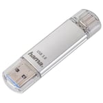 Hama Clé USB "C-Laeta" (USB3.1/USB3.0 Type-C, 256GB, double clé USB, pour ordinateur portable, téléphone mobile, tablette, OTG, 70 Mo/s, boîtier en métal, USB Type-C, clé de téléphone portable) Argent