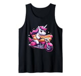 Unicorn Riding A Motorcycle Boys Women Kids Adults Hot Dog Tank Top