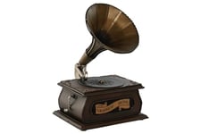 fijalo. - Interior Decoration Gramophone Made with Metal and Bronze, Dimensions 17 x 17.5 x 22 Centimeters