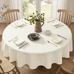 Softalker Petite Nappe Ronde 120 Beige,Anti Tache,Impermeable,Texture Lin,Nappes pour Balcon,extérieur,Table de Jardin,fête,Anniversaire,réveillon,Mariage,Jardin,Terrasse,Table Basse,Noel,Automne