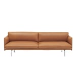 Muuto - Outline 3-Seater / Polished Aluminium Base Refine Cognac - Soffor