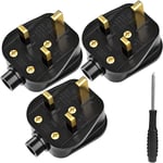 Pack of 5 x MAINS RUBBER UK 3 FUSED PLUG, 13A BLACK Heavy Duty for Switch