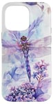 iPhone 14 Pro Max Dragonfly Surrounded by Lilac Flowers and Leaves Case