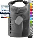 Sac Étanche 20L Dry Bag - (Anthracite Transparent) Sac Imperméable avec Fermeture Roll Top Et Bandoulière | Natation, Plage, Canoë, Stand Up Paddle, Plongée