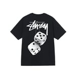 Unisex 2024 Stussy Fuzzy Dice T-shirt Andningsbar T-shirt Toppar Svart Black Black-WELLNGS Black S