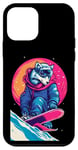 Coque pour iPhone 12 mini Animaux en snowboard- Le loup sur un snowboard