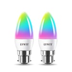 LVWIT B22 Smart Candle Bulb Bayonet, RGB Color B22 Dimmable Candle Bulbs,Music Sync WiFi Bulbs, 470Lm, Compatible with Alexa, Echo and Google Home, Smart Candle Light Bulbs (Pack of 2)