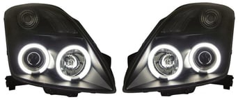 Set strålkastare lamplig for Suzuki Swift II 20052010 Svart inkl CCFL AngelEyes