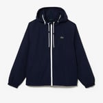 Lacoste Mens Detchable Hood Water-Repellent Jacket in Blue - Size Medium/Large