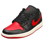 Nike Air Jordan 1 Low Womens Fashion Trainers in Black Red - 6.5 UK