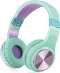 XBT-80 Casque Audio stéréo sans Fil et Filaire Bluetooth Pliable Supra-Auriculaire avec Micro et contrôle du Volume pour PC/téléphone Portable/télé/iPad (Violet/Vert)