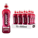 Boost Sports Drinks Mixed Berry 12 Isotonic Drink with Vitamin B12 and B6 Electrolyte Drink Maximum Hydration Drinks Low Calorie Vegan Adult Soft Drinks Multipacks 12x500ml