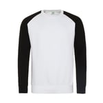 Just Hoods Baseball Sweat - Artic White/Jet Black / M