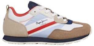 Pepe Jeans Foster Print B, Baskets Garçon, Blanc (Off White), 6