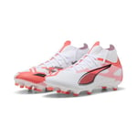 PUMA Femme Ultra 5 Match+ FG/AG Wn's Chaussure de Football, White Black-Glowing Red, 42.5 EU