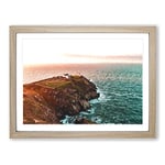 Howth Beacon In Dublin Ireland Modern Art Framed Wall Art Print, Ready to Hang Picture for Living Room Bedroom Home Office Décor, Oak A4 (34 x 25 cm)