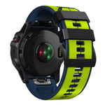 Garmin Fenix 7X / Fenix 6X - Silikone rem 26mm - Lime/Blå