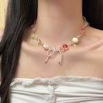 Colorful Clavicle Chain Dopamine Choker Necklaces Bow Necklace  Valentines Gift