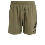 adidas Men's Big Logo CLX Short-Length Swim Shorts, Olive Strata/Black, M