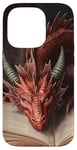 iPhone 14 Pro Aesthetic Gothic Red Dragon Reading Book Painting Bookish Case