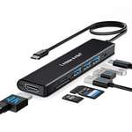 Lemorele Adaptateur USB C, Hub USB C 9-en-1 (RJ45 Gigabit Ethernet, HDMI 4K, 3 USB Ports, PD 100W, Lecteur de Carte SD/TF, Data Port) pour MacBook Air/Pro M1, iPad Pro, Windows, Switch, Mobile Phone