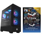 Pcspecialist Flux 300 Gaming PC & £10 Steam Wallet Card Bundle - AMD Ryzen™ 7, RTX 4060 Ti, 1 TB SSD, Black