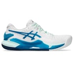 Asics Femme Gel-Resolution 9 Clay Sneaker, White Teal Blue, 39.5 EU