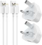 USB Plug with 3ft Cable USB Wall Charger for iPhone Charging Cable Cord Wire 2pc