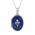 Faberge Victor Mayer 18ct White Gold Blue Enamel Crest Locket