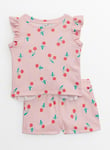 Tu Pink Strawberry Print Shorts & Top Set 4-5 years Multi Coloured Years female