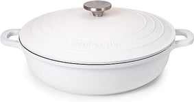 Casserole Dishes with Lid Oven Proof,3.9L Aluminium Stockpot, Cream - Nuovva