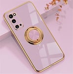 Alihtte Coque pour Samsung Galaxy A52 4G/5G,Coque magnétique avec Anneau Rotatif à 360 ° Mince Coque Antichoc Silicone avec Plaque métallique, Aimant Support de Voiture Housse Bumper, Mauve