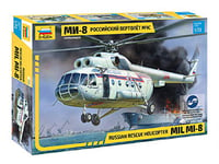 Zvezda- hélicoptère 1:72 MIL MI-8 Kit de modélisme en Plastique à Monter Réplique détaillée, 500787254, Multicolore