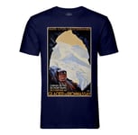 T-Shirt Homme Col Rond Train Mont Blanc Montagnes Affiche Poster Vintage Tourisme Art Deco