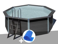 Kit piscine composite Gré Avant-Garde ronde 4,10 x 1,24 m + Bâche à bulles