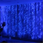 Guirlande Lumineuse Rideau Bleu 300 led 3m3m,8 Modes d'Eclairage usb Télécommande Guirlande Lumineuse avec Minuterie pour Salle, Fenêtre, Mariage,