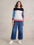 White Stuff City Stripe Organic Cotton Blend Jumper, Blue/Multi