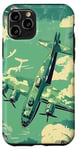 Coque pour iPhone 11 Pro Bombardier B-17G Green Pop Art Tropical B-17 Flying Fortress de la Seconde Guerre mondiale